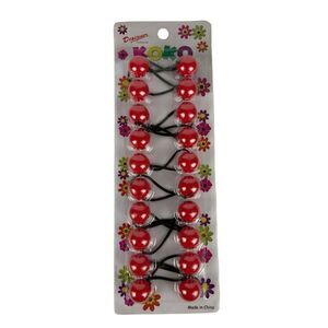 Koko Ponytail Holders Hair Ties Elastics Red Balls 10-Pack Retro Spirit Wear NEW